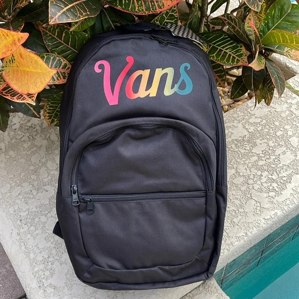 VANS Ranged 2 Backpack Black Women Men’s Casual School Student NWT - Picture 1 of 16